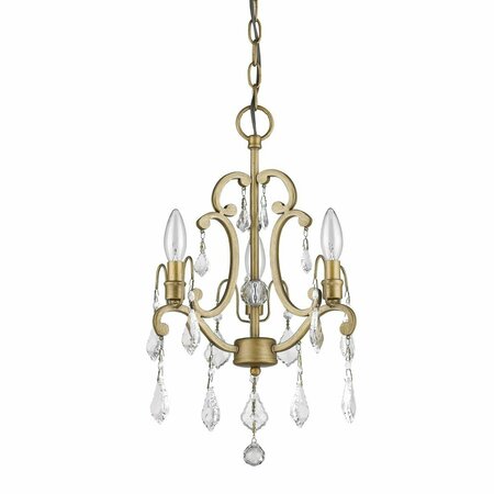 HOMEROOTS 20 x 12 x 12 in. Claire 3-Light Antique Gold Mini Chandelierto Semi-Flush Mount w/Crystal Accents 398123